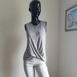 Twist Front Heather Gray Sleeveless Top